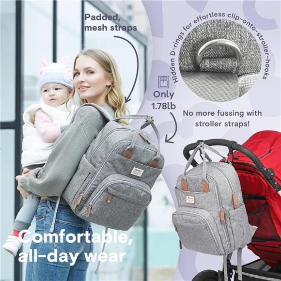 Diaper Bag Backpack, Multifunction Travel Back Pack Maternity Baby Changing Bags - Picture 2 of 5